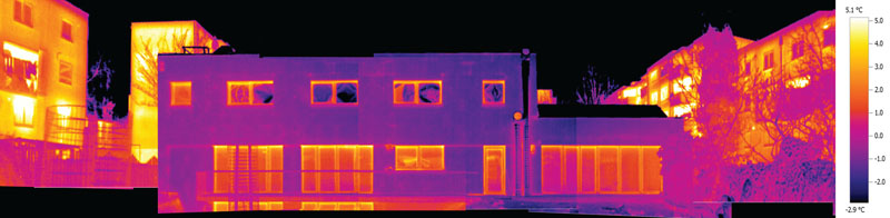 thermal imaging reveals a marked difference between the upgraded centre and the surrounding buildings