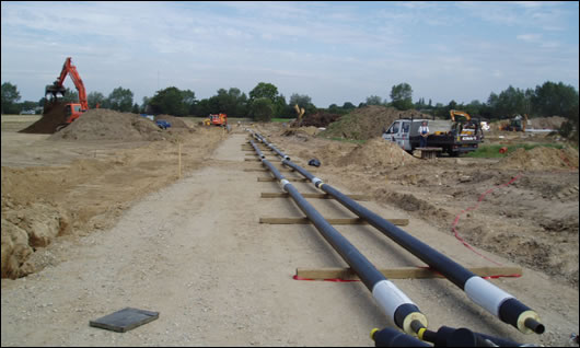 District heating pipework being laid by Igneus