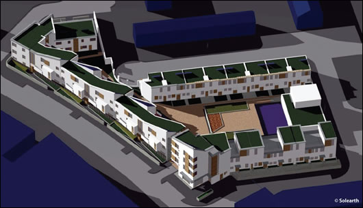 Emerald Housing, a new development of thirty-seven apartments in Ballymun will get its primary space heating from a 100 kilowatt wood pellet boiler while domestic hot water will come courtesy of a semi-centralised solar system