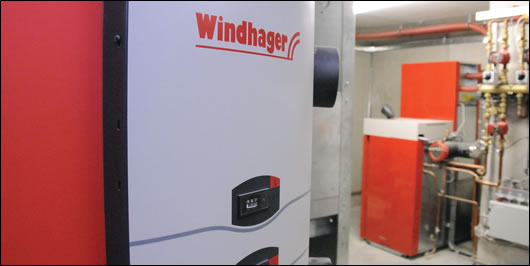 Located in the basement, the building's space and water heating system is a 25.9 kW Windhager Biowin Exclusiv supplied by Heatright, based in Skibbereen, County Cork