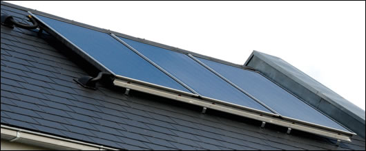 The solar thermal array provides water heating for the house