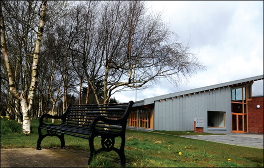 A natural brise soleil shelters the south-face of local authority offices in Ardee, County Louth, from the sun, mitigating glare and overheating