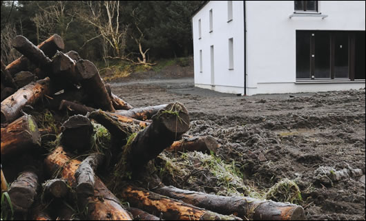 On the exterior of the house is a lime render, which improves the breathability of the building