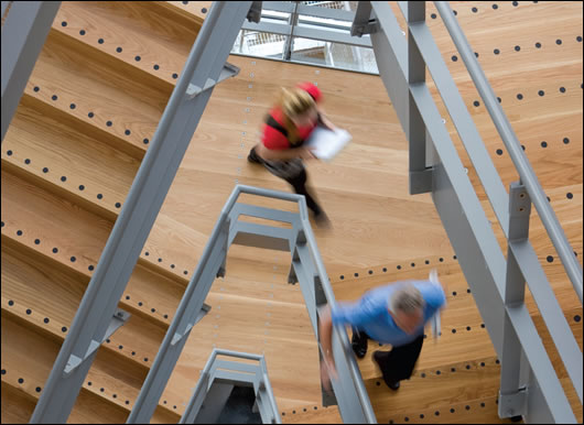 The ventilation of BDP’s new offices is assisted by the stair well