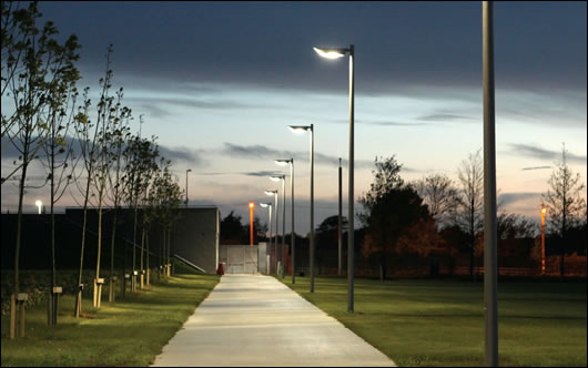 Laneways in the park are well-lit at night