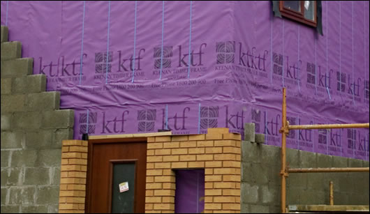 A NuTech/KTF passive solar house under construction at a Fingal County Council social housing scheme at Oldtown