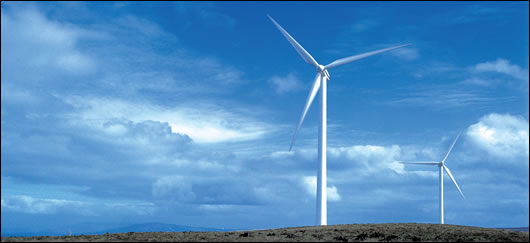 Vestas wind turbines at the Black Banks wind farm in Drumkeerin, County Leitrim