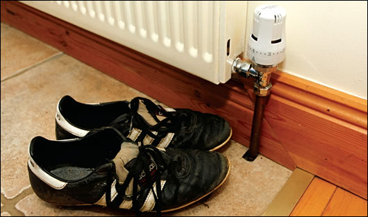 Thermostatic radiator valves were installed in Hall's house, allowing her to set the temperature in each room by controlling the flow of hot water to the radiators