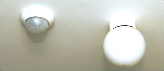 motion and daylight sensors were installed beside light fixtures throughout the house