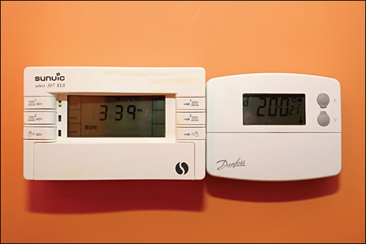 Also included in Kenny’s upgrade was a Grant Vortex oil combi boiler (below) and heating controls to ensure that the house is heated efficiently (above)