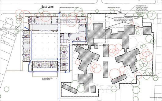 The school’s structure is reinforced concrete frame, using recycled coarse aggregates and high percentages of GGBS