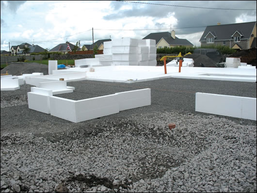 Installation of the Viking House polystyrene foundation system