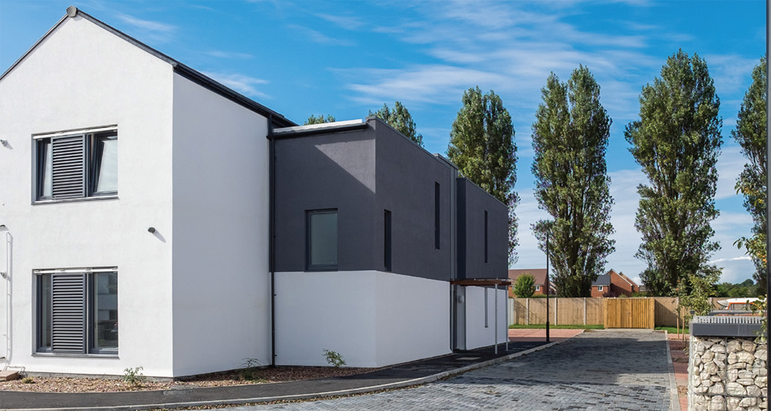 Sliding shutters were installed on the windows to provide shading and reduce the risk of overheating in summer