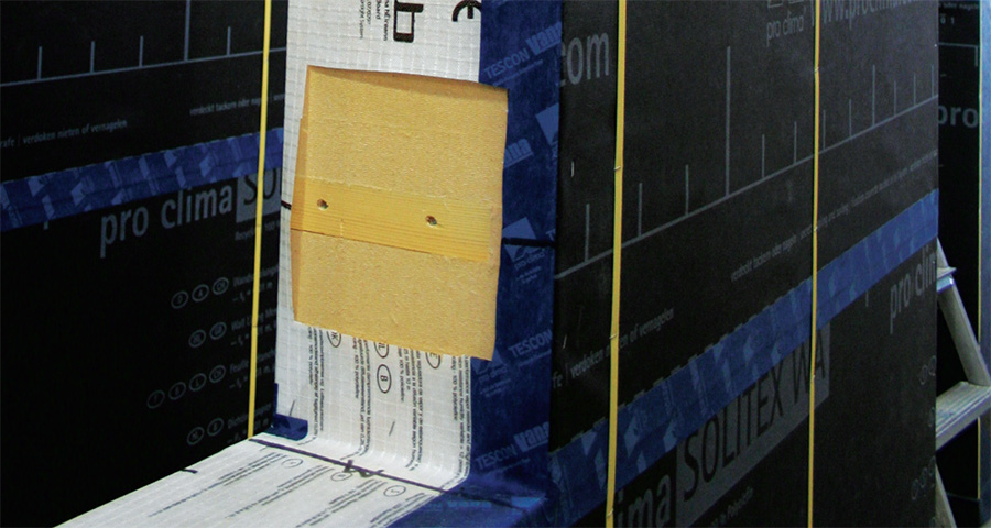 Gutex wood fibre insulation boards used at window heads and jambs