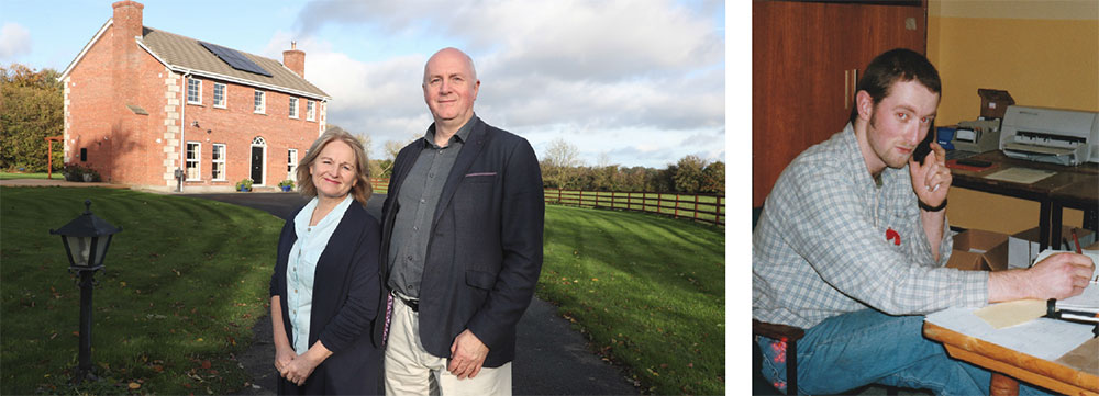 (above left) SuperHomes participants Neil and Aileen Walker are thrilled with the comfort and enery savings at their A-rated retrofit in north Dublin; (above right) Tipperary Energy Agency founder Seamus Hoyne in the agency’s rudimentary original offices in the late 90s.