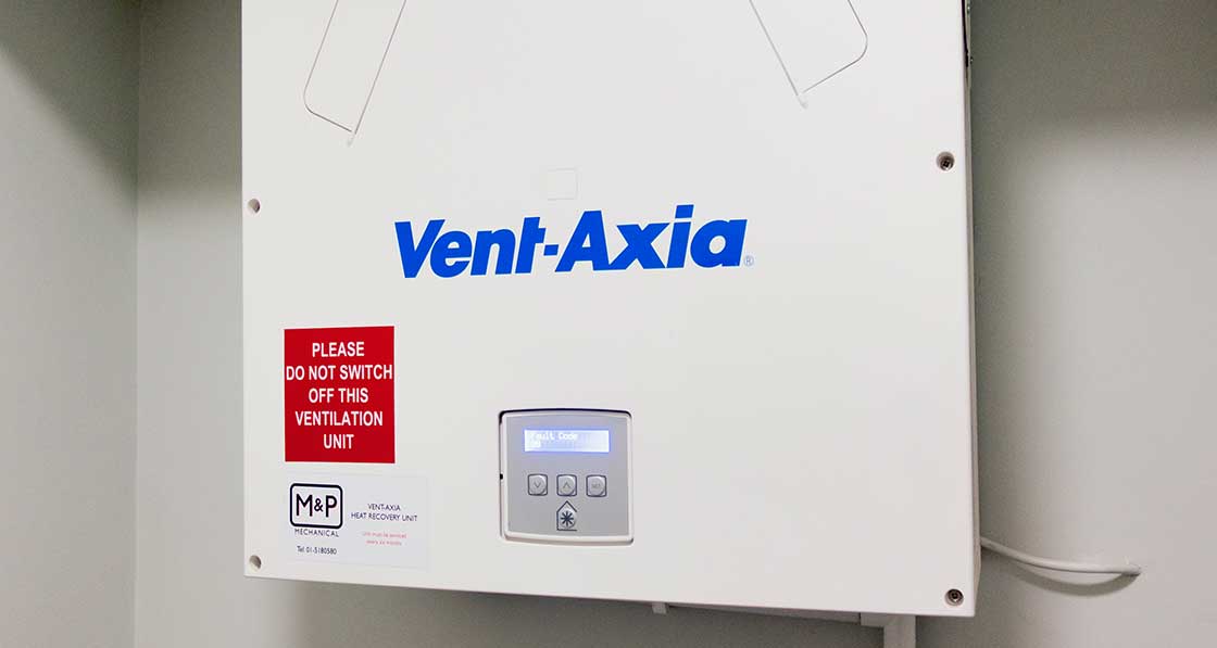The apartments are ventilated via Vent Axia heat recovery ventilation systems - which include prominent signs warning occupants not to switch the units off .