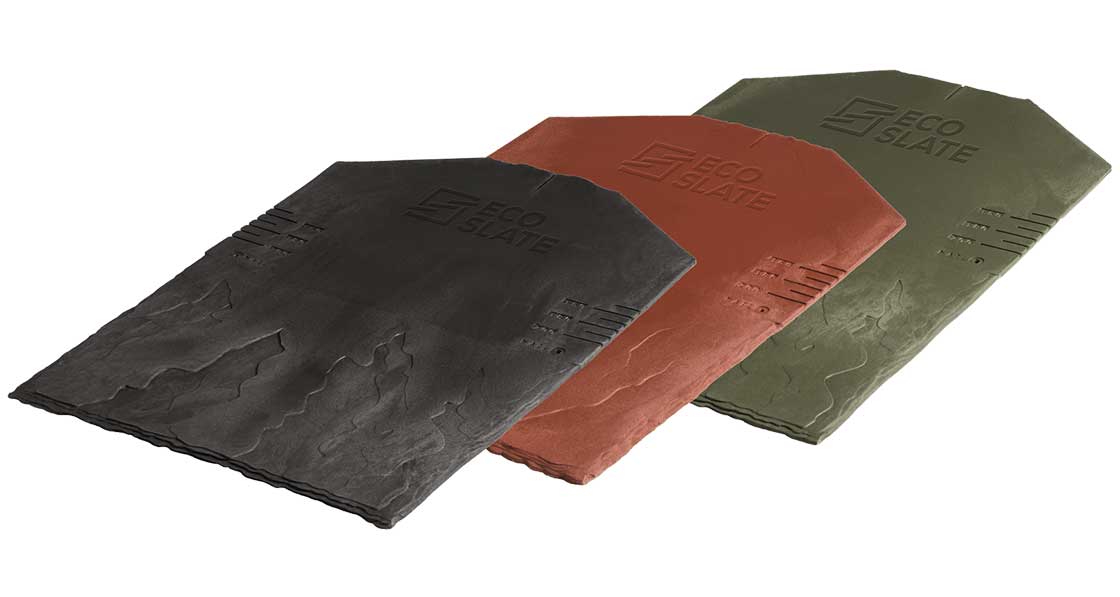 Eco Slate comes in three colour options, traditional grey, old world red and Cumbrian green.
