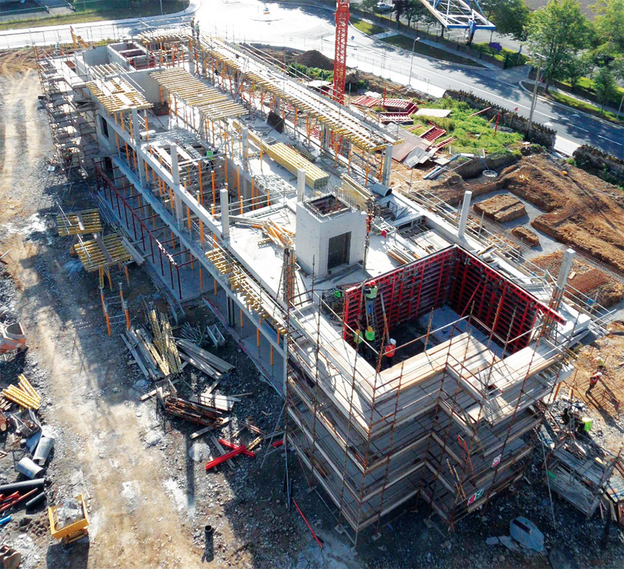 Construction proceeds at the site