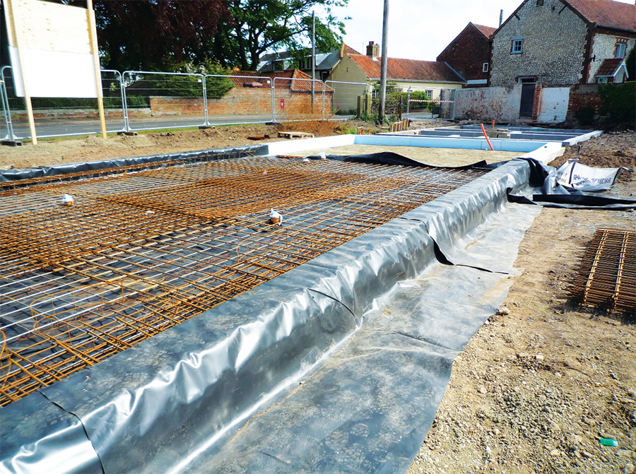 The raft foundation which was insulated with 400mm Styrofoam XPS insulation