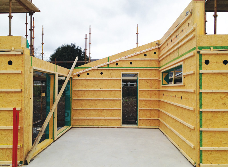 The timber frame structure in place, which was built by Eco Homes in their nearby Carrigaline factory