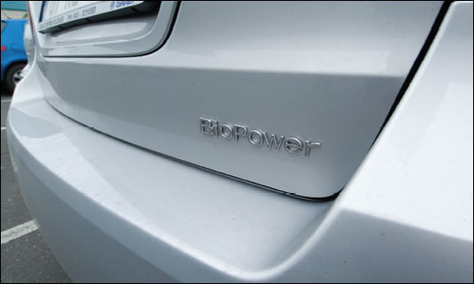 Saab biopower car, an ethanol-powered off-the-shelf car used by one of Newbridge's reps