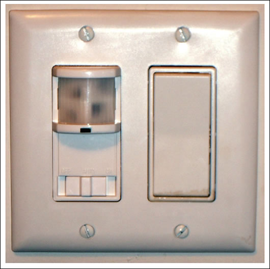 occupancy sensors (above) get over the problem of lights being left on unnecessarily, if a poorly chosen sensor continuously turns the lights off while a room is occupied, the occupant may become annoyed and tape over the sensor (below)