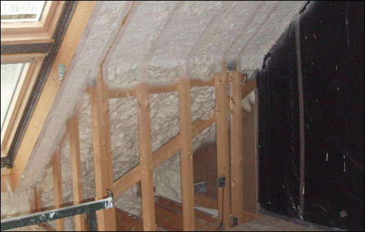 Sprayed Icynene insulation was used to insulate the roof, which also improved the air-tightness of the building