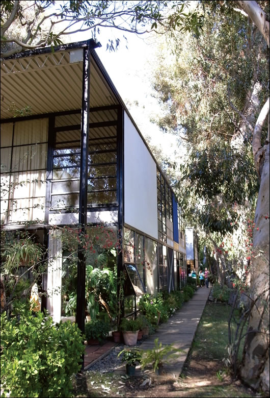 Eames house, Los Angeles. Architects Ray and Charles Eames designed buildings employing technology not commonly used in construction in order to improve, and provide access to components for disassembly