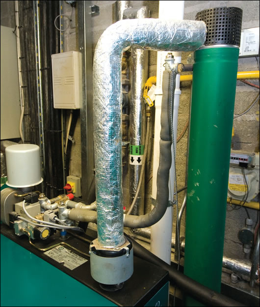 CHP unit has also been fitted with an external heat exchanger which preheats the water going into the system