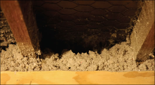 cellulose insulation was installed in the original attic to an average depth of 400mm