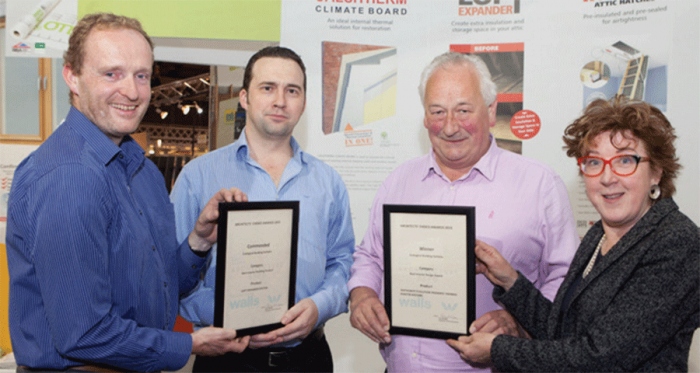 Pictured (l-r) are judges chair Gary Mongey of Box Architecture, Ecological&rsquo;s Darren O&rsquo;Gorman and Peter Smith, judge Maria Kearney of Kearney Kiernan Architects