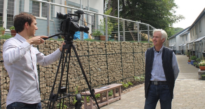 Ben Adam-Smith interviewing Andrew Yeats of Eco Arc at the Lancaster Cohousing passive house development in Lancashire