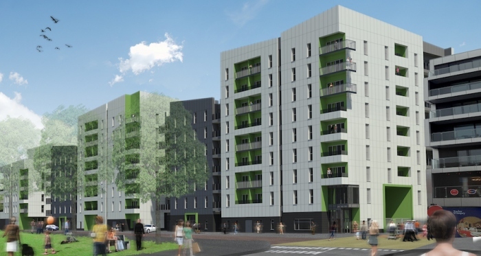 Graphic impression of the Carrow Quay development in Norwich, set to be the UK&#039;s largest passive scheme