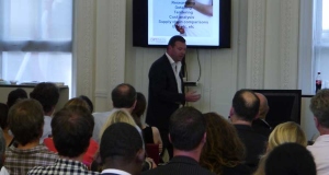 Optiwin's Conor Ryan speaking at an Advantage Austria event in London in June on passive house and low carbon building