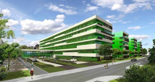 Rendering of the proposed new passive house hospital in Frankfurt