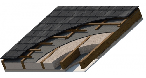 The BBA has certifi ed the application of Icynene insulation directly to the underside of breathable and non-breathable roof membranes and felt