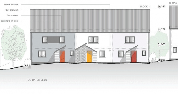 Site plans and elevations of some of the new Gale &amp; Snowden designed passive house plus dwellings for Bristol City Council