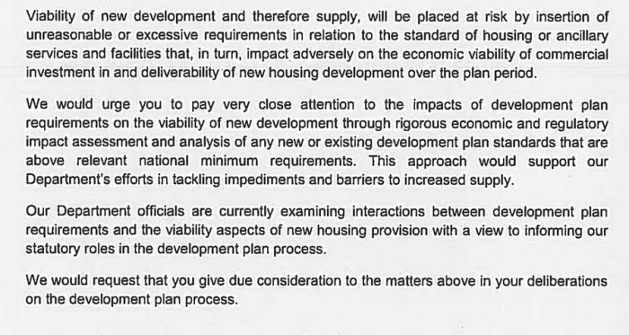 An extract from the 10 June letter from environment minister Alan Kelly and housing minister Paudie Coffey