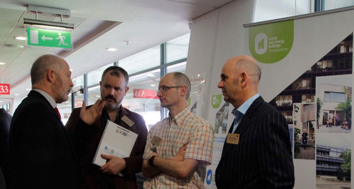 (l-r) Pictured at the 2013 Better Building conference are SEAI&#039;s Kevin O&#039;Rourke, architect Joseph Little, airtightness consultant Gavin O&#039;Sé and energy consultant Michael Hanratty